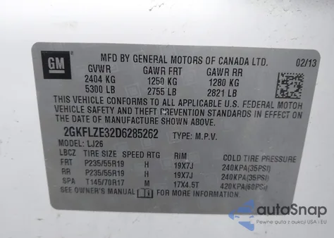 2013 GMC Terrain Denali from USA, damaged, VIN 2GKFLZE32D6285262